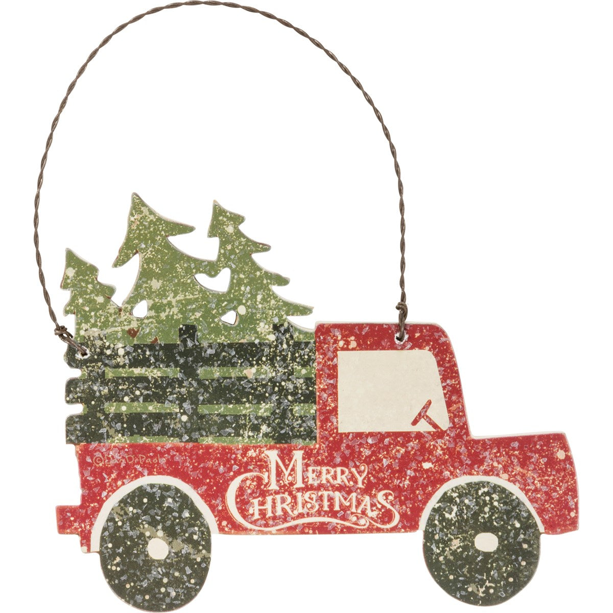 Merry Christmas Tree Truck Ornament