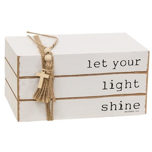 Let Your Light Shine Wooden Book Stack