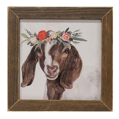 Garden Goat 13.5" Framed Print