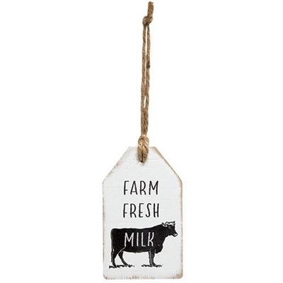 Farm Fresh Milk Cow Wood Tag
