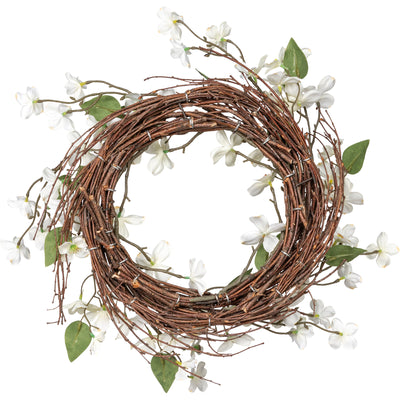 Dogwood Blossoms Faux 17" Twig and Floral Wreath