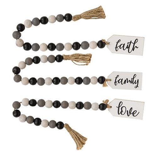 💙 Faith, Love, Family Beaded Tag Hangers Set of 3