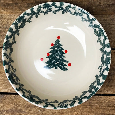 💙 Tienshan Winter Wonderland Spongeware Christmas Tree Soup Bowl