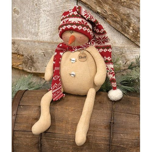 Oliver the Snowman Plush in Red & White Hat and Scarf