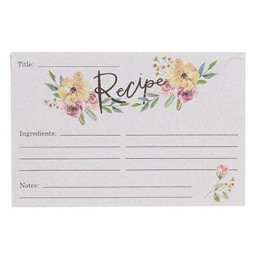 Floral Watercolor Set of 24 Recipe Cards