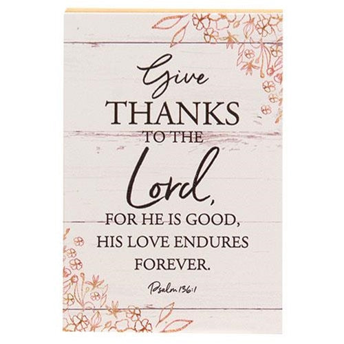 Give Thanks to the Lord 8" H Shelf Sitter