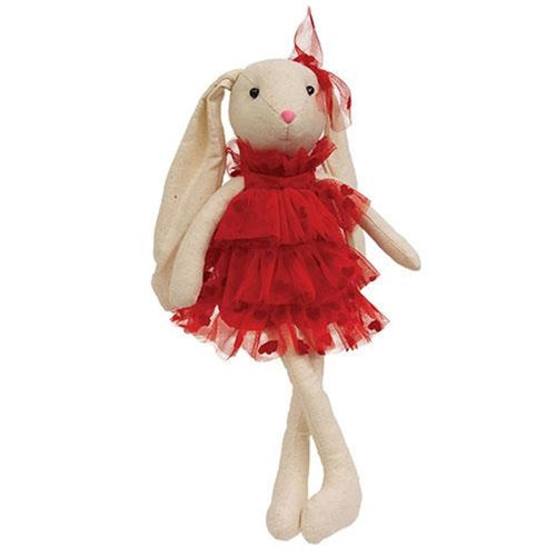 Valentine's Date Night Bunny Fabric Figure 15"
