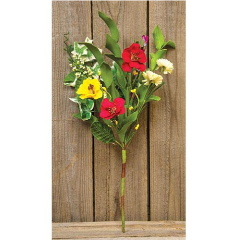 Hibiscus and Bright Blooms 14" Faux Floral Spray