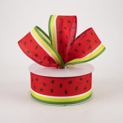 💙 Watermelon Slice Satin Stripe Ribbon 1.5" x 10 yards