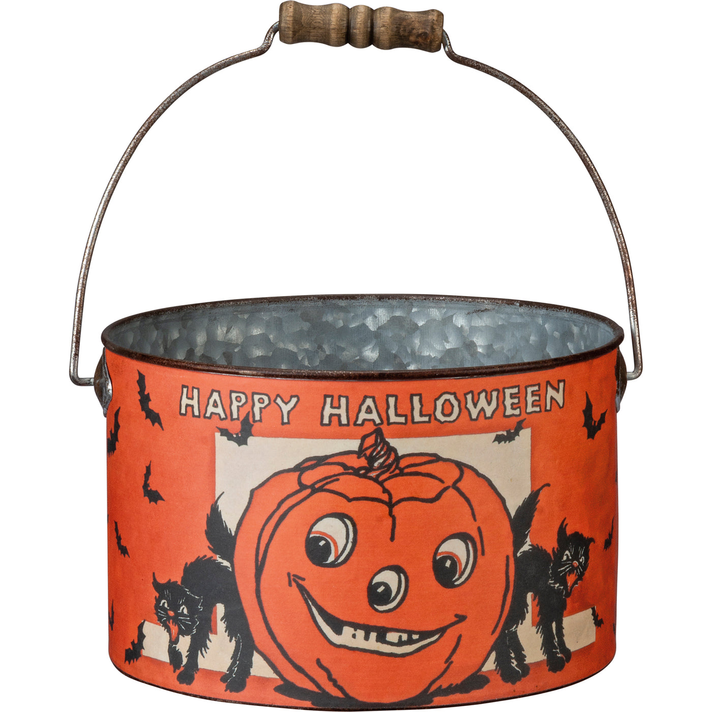 Set of 3 Retro Halloween Jack and Cat Bucket Set
