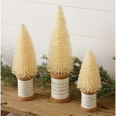 Set of 3 Bottle Brush Trees With Spool Base