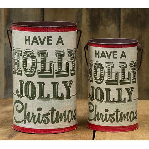 💙 Set of 2 Holly Jolly Nostalgic Christmas Buckets