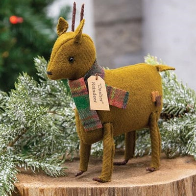 💙 Dasher the Reindeer in Plaid Scarf Fabric Christmas Figure