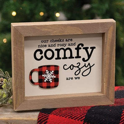 Comfy & Cozy Buffalo Plaid Mug Framed Sign