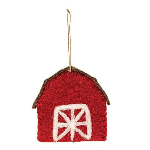 Felted Red Barn Ornament