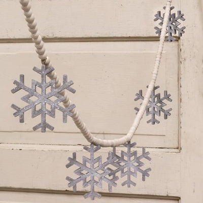 Wooden Snowflake Bead 62 in Garland