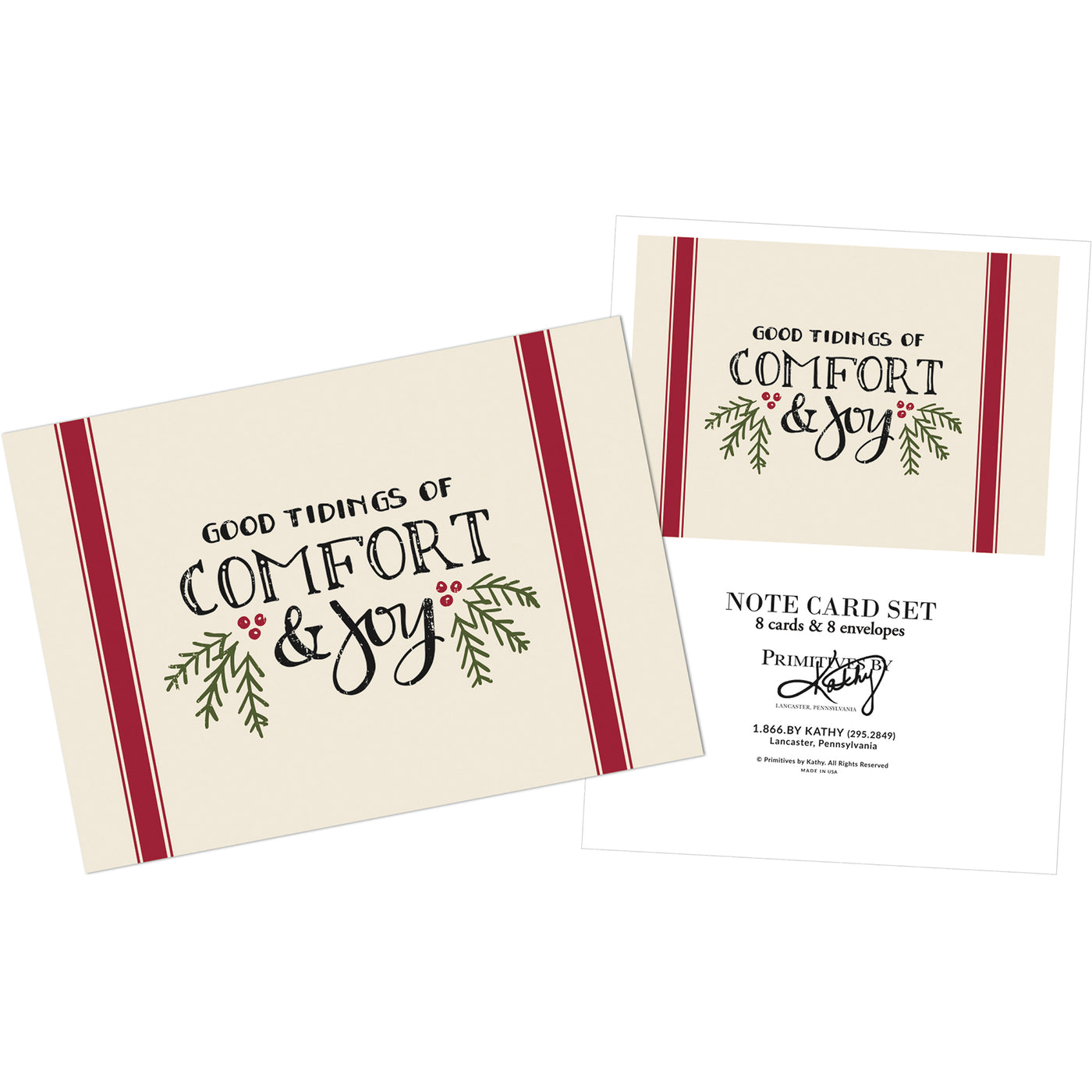 Good Tidings Of Comfort & Joy Note Cards Set of 8