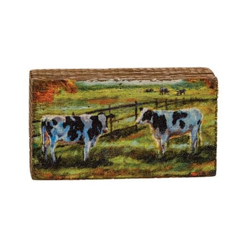 Cows in the Field Distressed Mini Block Sign