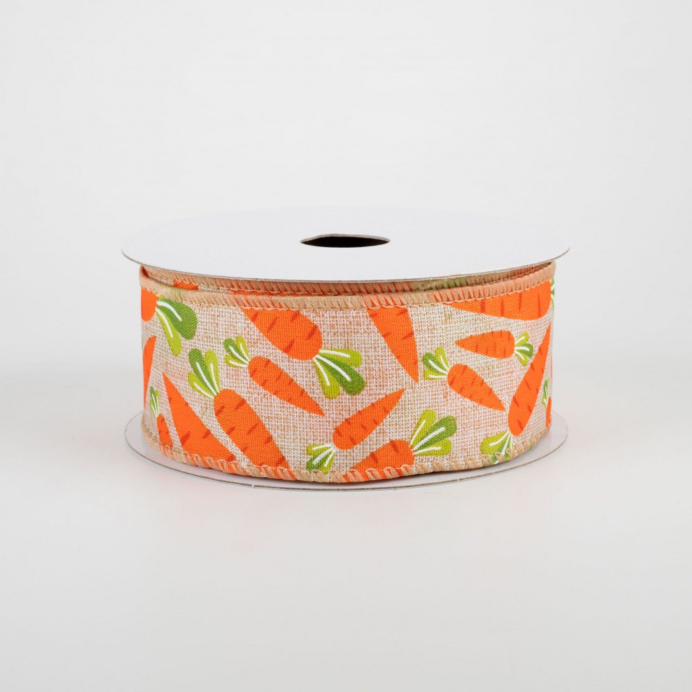 Bright Carrots on Natural Background Ribbon 1.5" x 10 yards