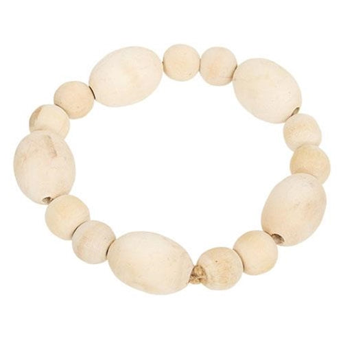Natural Wood Oval Bead Candle Ring