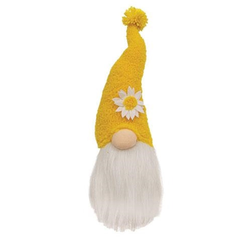 Fuzzy Yellow Flower Gnome 13" H