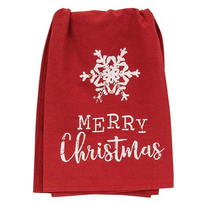 Merry Christmas Red Snowflake Dish Towel