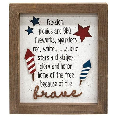 Freedom Picnics and BBQ 9" 4th of July Shadowbox Frame