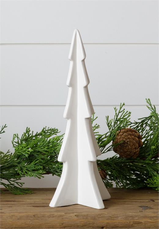 Dimensional Ceramic White Tree 12" H