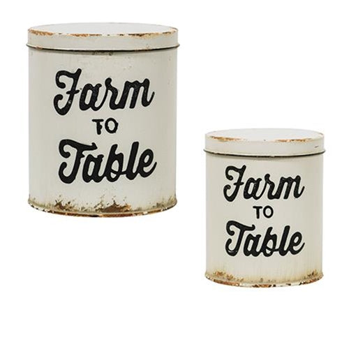 Set of 2 Farm to Table Distressed Canisters