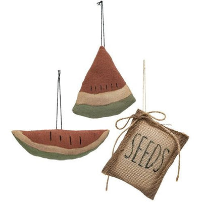 Set of 3 Watermelon Slices & Seeds Ornaments