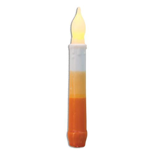 🎄💙 Candy Corn Design 6.5" H LED Taper Candle