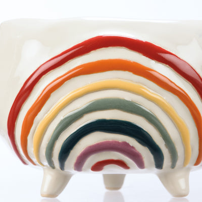 Rainbow Patterned Ceramic Footed Planter