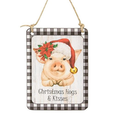 Christmas Hogs & Kisses Pig Rectangle Ornament