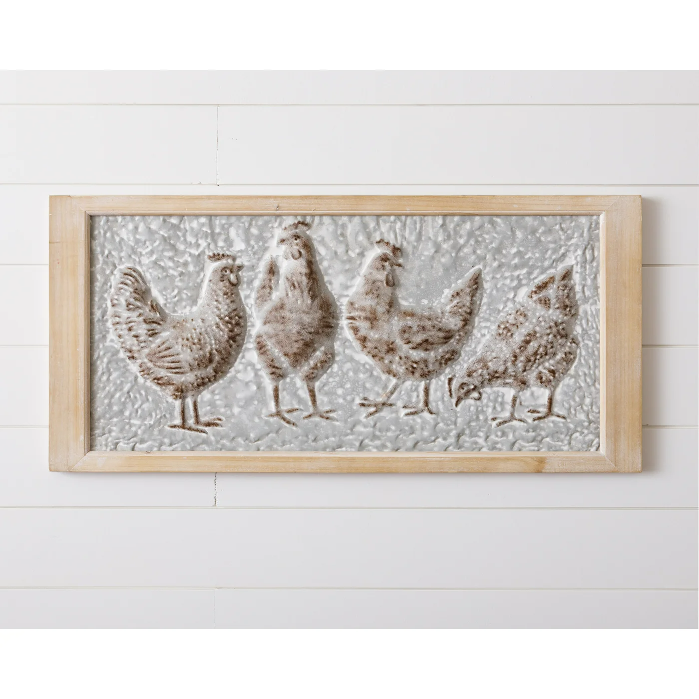 Embossed Hens Tin 34" Wall Hanging