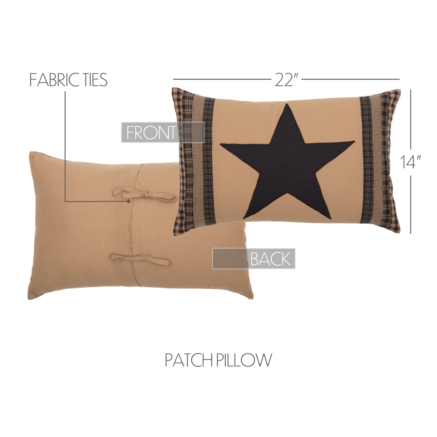 Black Check Star Patch Throw Pillow