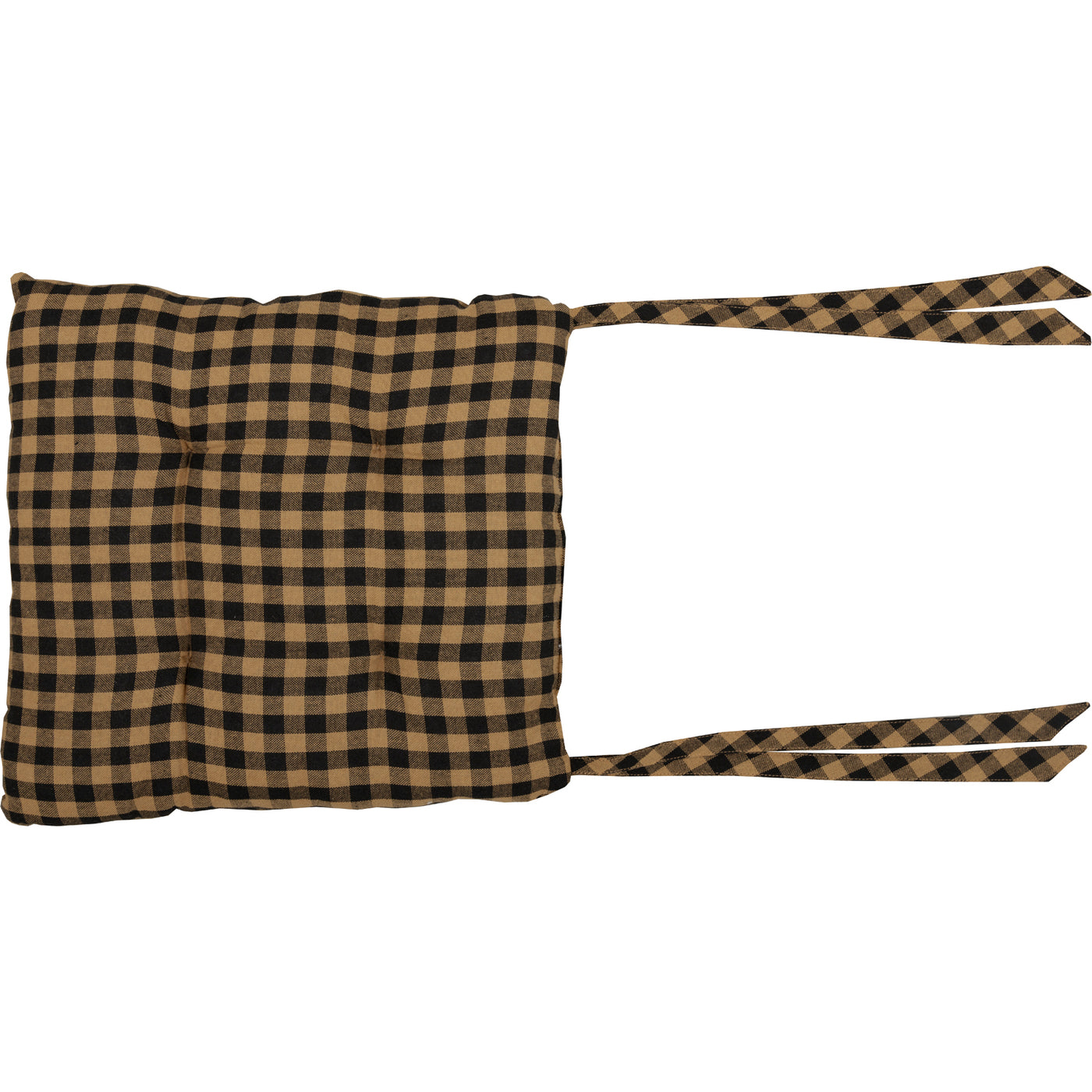 💙 Black And Tan Check Chair Pad With Tie Ons