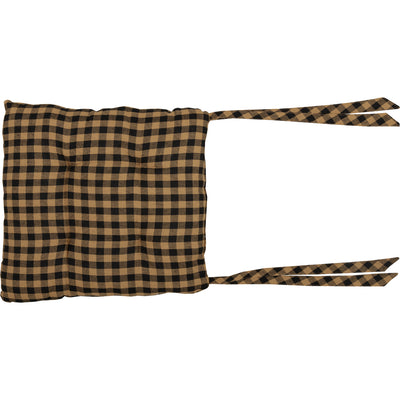 Black And Tan Check Chair Pad With Tie Ons