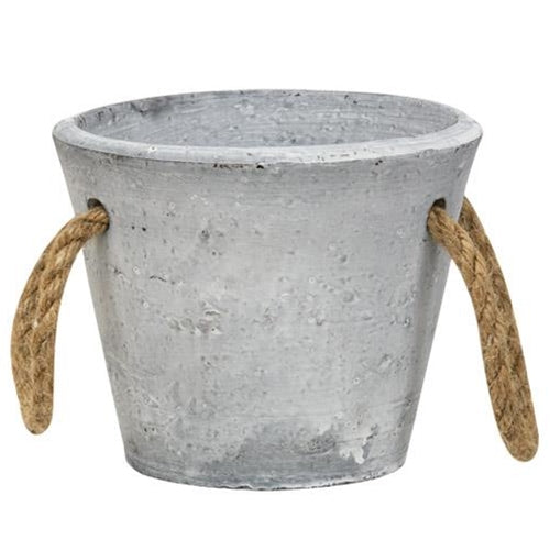Cement Planter With Jute Handles 4" H