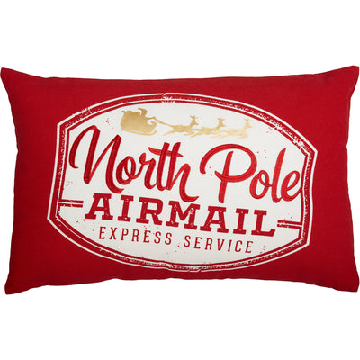 💙 North Pole Airmail Red Throw Pillow
