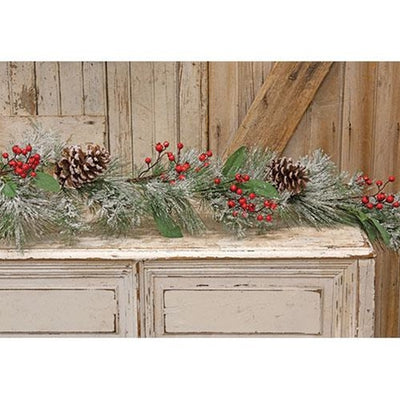 Snowy Long Needle Pine & Berry 5 Ft Faux Garland