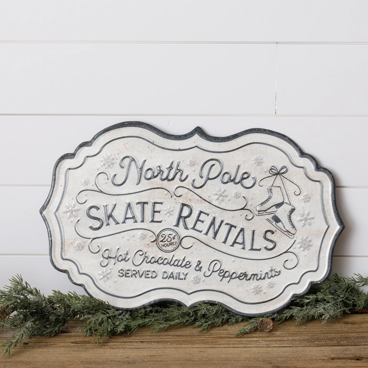 North Pole Skate Rentals 19.5" Metal Sign