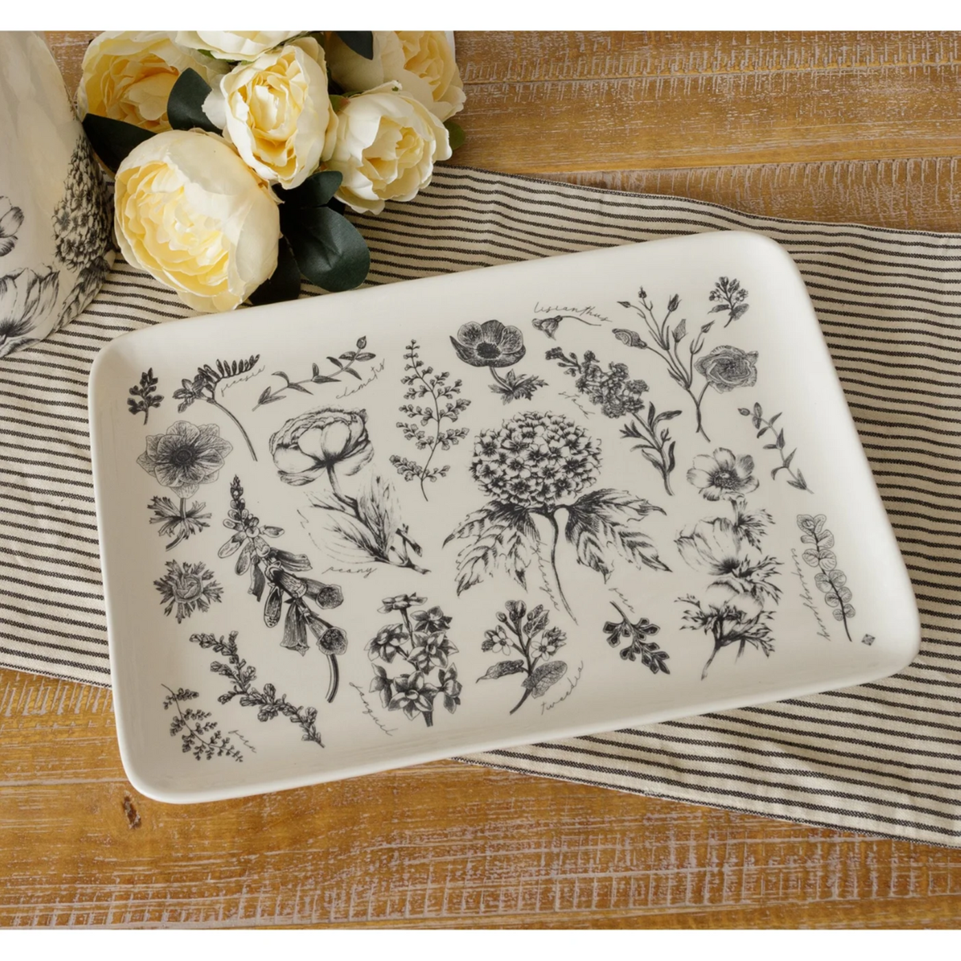 Black and White Botanical Serving Platter