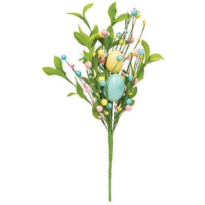Easter Eggs & Herb Leaves 15" Faux Bush
