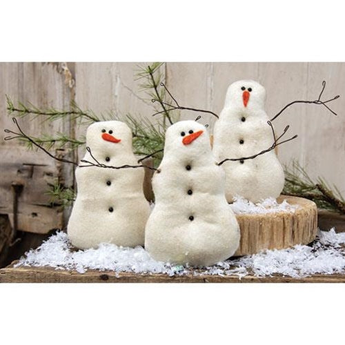 💙 Set of Three Little Rustic Snowmen