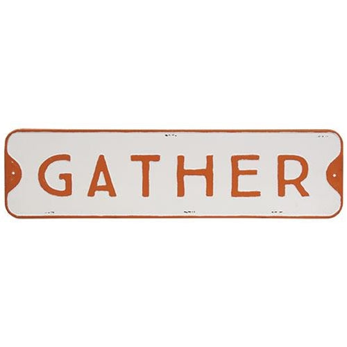 Gather Orange and White 23" Metal Street Sign