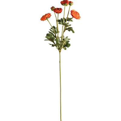 Orange Ranunculus 26" Faux Floral Stem