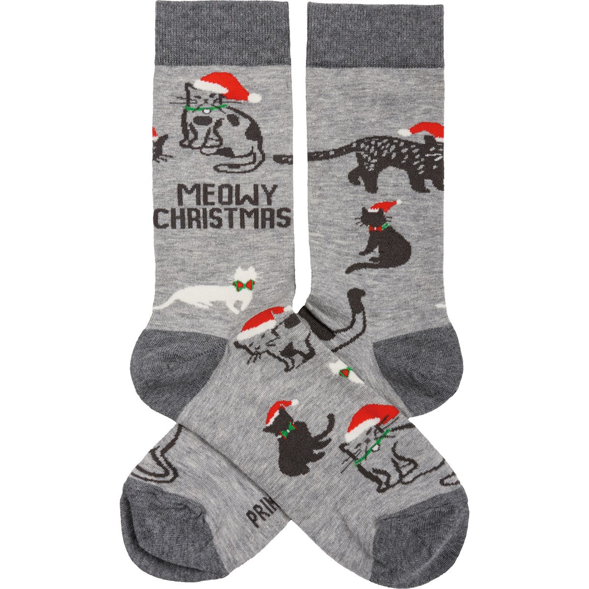 Meowy Christmas Santa Hats Unisex Fun Socks
