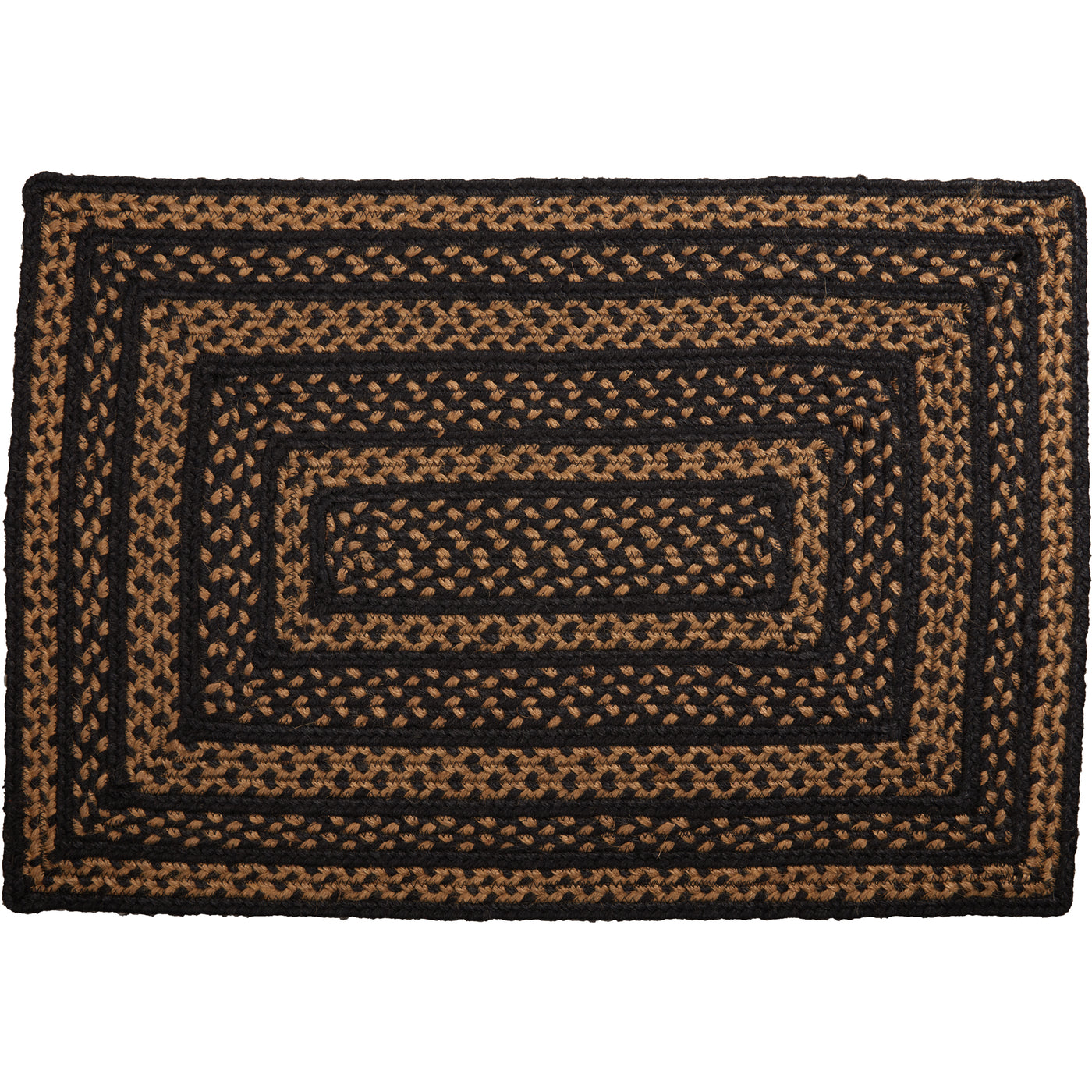 Black & Tan Jute Rug Rectangle with Pad