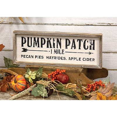 Pumpkin Patch 1 Mile Framed Sign 15.75"