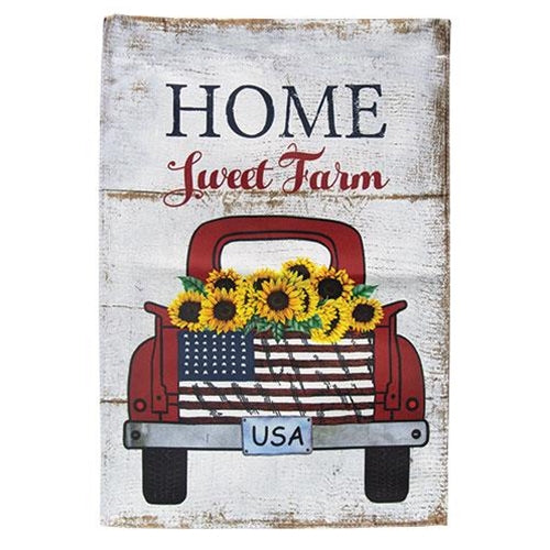 💙 Home Sweet Farm Red Truck Garden Flag